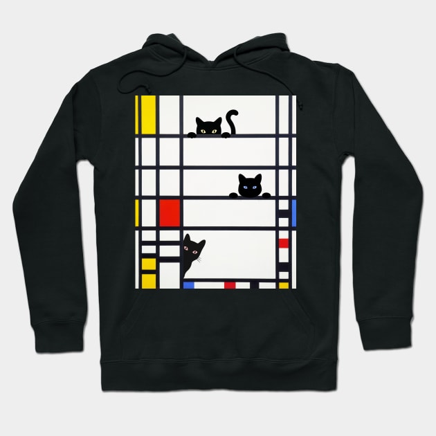 Mondrian Trafalgar Square with Cute Funny Cats Hoodie by Brasilia Catholic